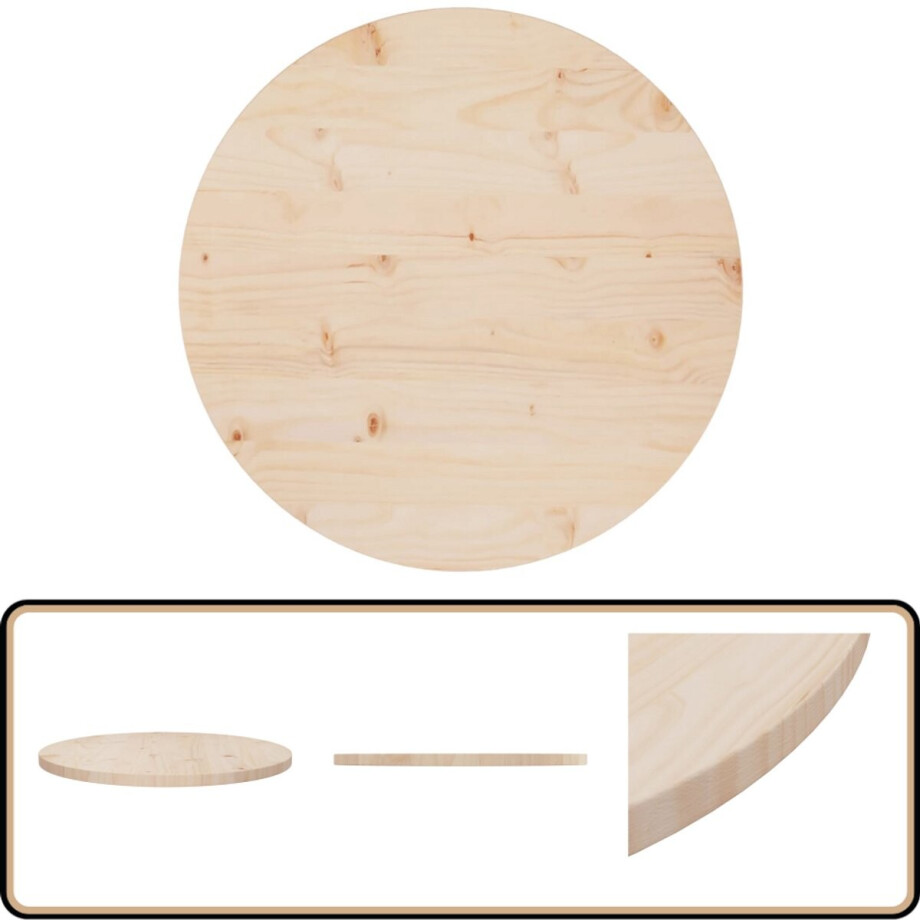 vidaXL Tafelblad - ?60x2,5 cm - Massief Grenenhout Tafeltje - Tafelblad - Grenenhouten Tafelblad - Ronde Tafelblad - Bruin Tafelblad afbeelding 1