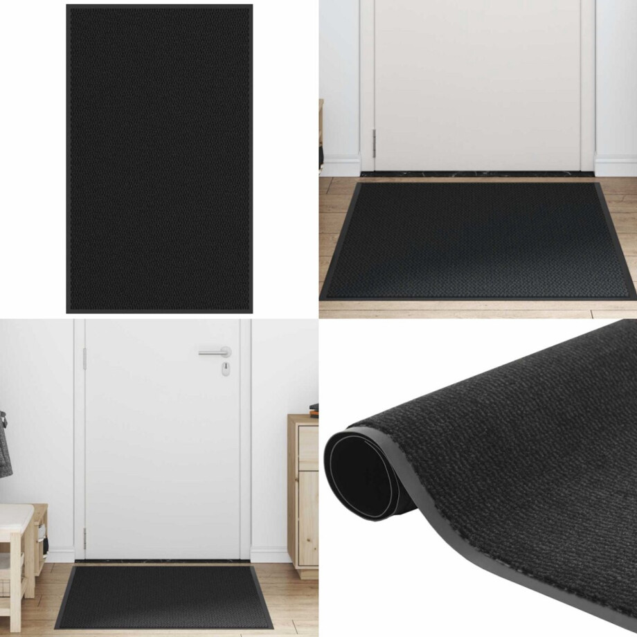vidaXL Deurmat 90x150 cm zwart - Deurmat - Deurmatten - Mat - Voordeur Mat afbeelding 1