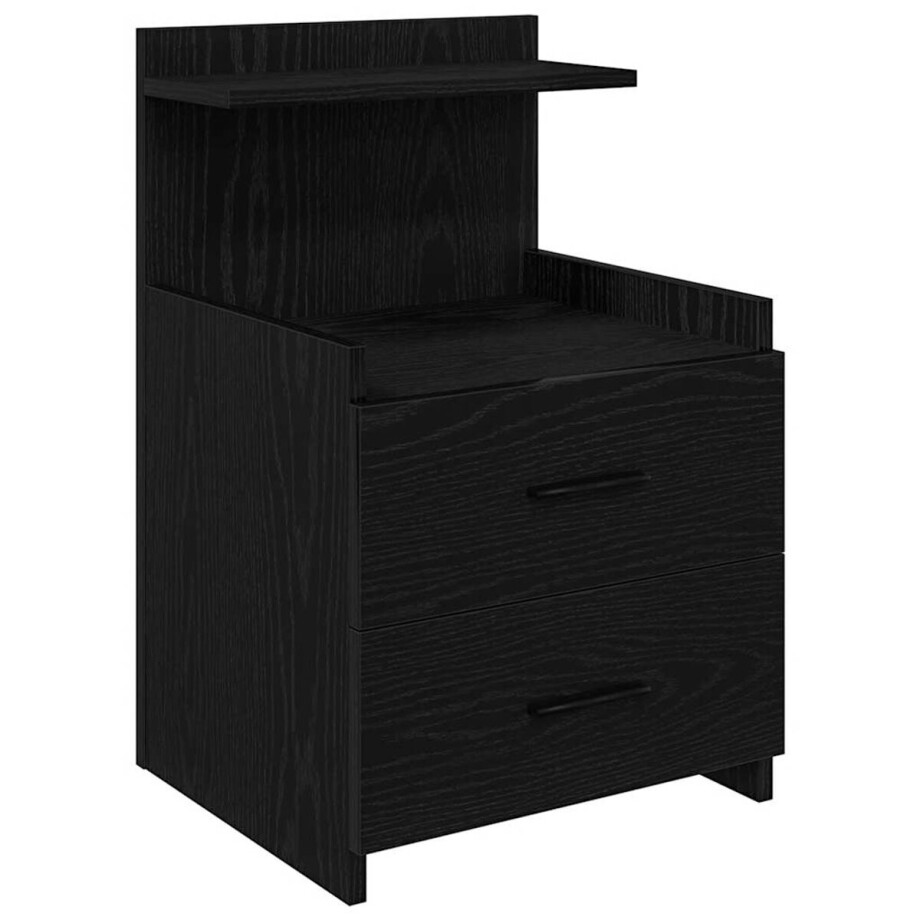 vidaXL - Nachtkastje - met - 2 - lades - zwart - 40x36,5x62 - cm afbeelding 1