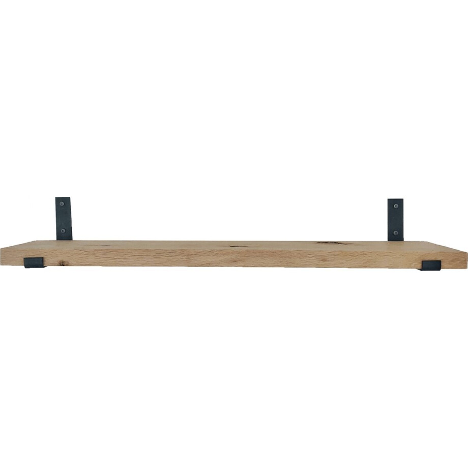 GoudmetHout - Massief eiken wandplank - 200 x 25 cm - Licht Eiken - Inclusief industriële plankdragers L-vorm UP MAT BLANK - lange boekenplank GoudmetHout - Massief eiken wandplank - 200 x 25 cm - Licht Eiken - Inclusief industriële plankdragers L-vorm UP MAT BLANK - lange boekenplank afbeelding 1