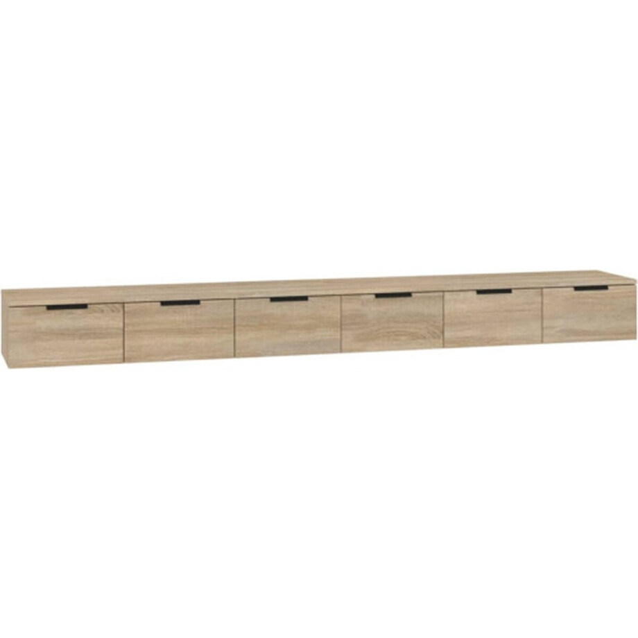 vidaXL - Wandkasten - 2 - st - 102x30x20 - cm - bewerkt - hout - sonoma - eikenkleurig afbeelding 1