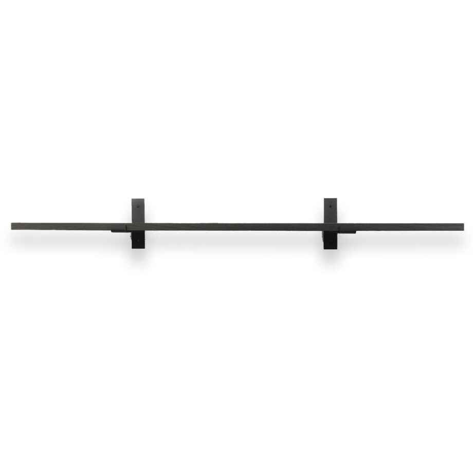Eiken wandplank zwart 60 x 20 cm 18mm inclusief industriele plankdragers - Plankjes aan muur - Wandplank industrieel - Fotoplank Eiken wandplank zwart 60 x 20 cm 18mm inclusief industriele plankdragers - Plankjes aan muur - Wandplank industrieel - Fotoplank afbeelding 1