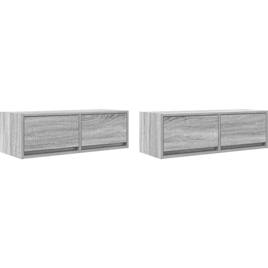 vidaXL - Tv-meubelen - 2 - st - 80x31x25,5 - cm - bewerkt - hout - grijs - sonoma - eiken vidaXL - Tv-meubelen - 2 - st - 80x31x25,5 - cm - bewerkt - hout - grijs - sonoma - eiken afbeelding 1