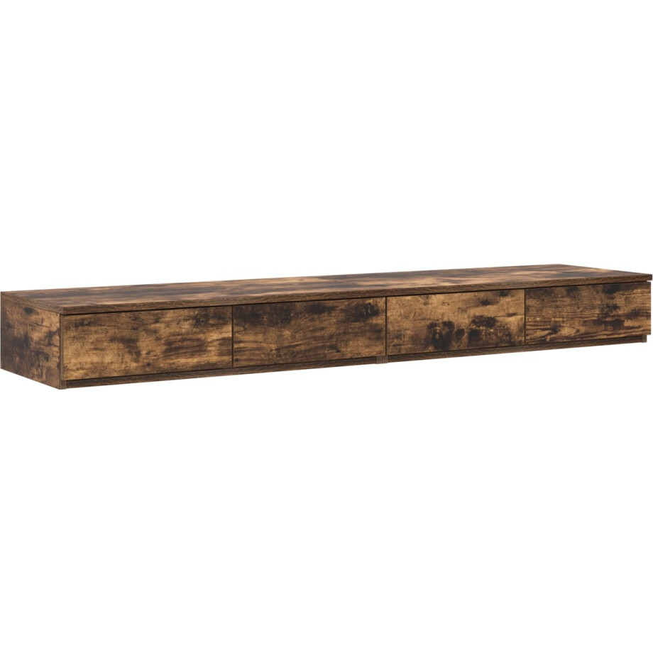 vidaXL - Bedlades - Rook - Eiken - 150 - x - 36,5 - x - 16,5 - cm - Bewerkt - hout afbeelding 1