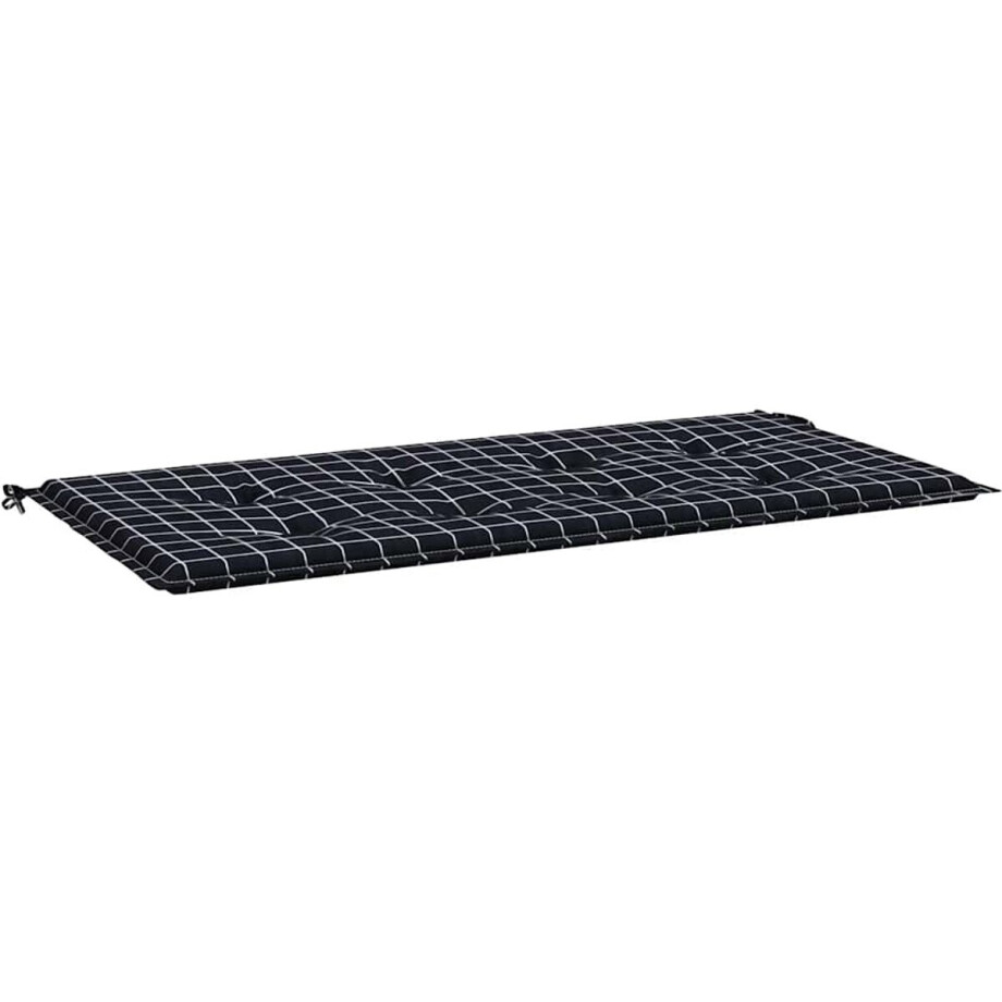 vidaXL - Tuinbankkussen - ruitpatroon - 120x50x3 - cm - oxford - stof - zwart afbeelding 1