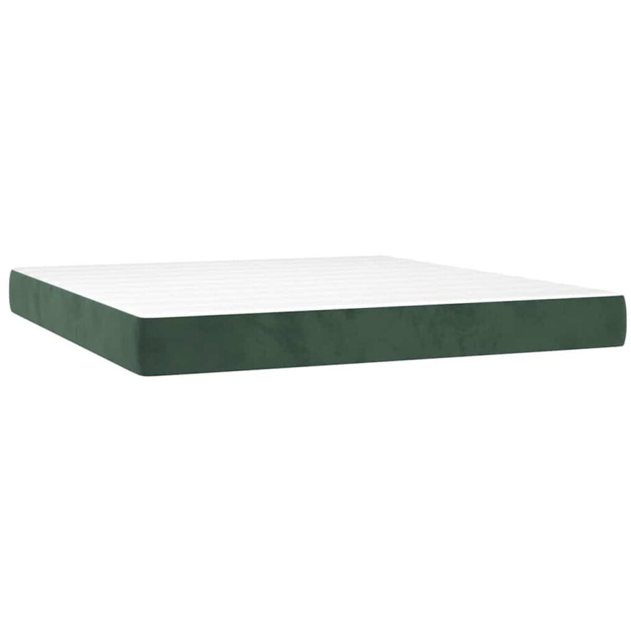 vidaXL - Pocketveringmatras - medium - 160x210x20 - cm - fluweel - donkergroen afbeelding 1