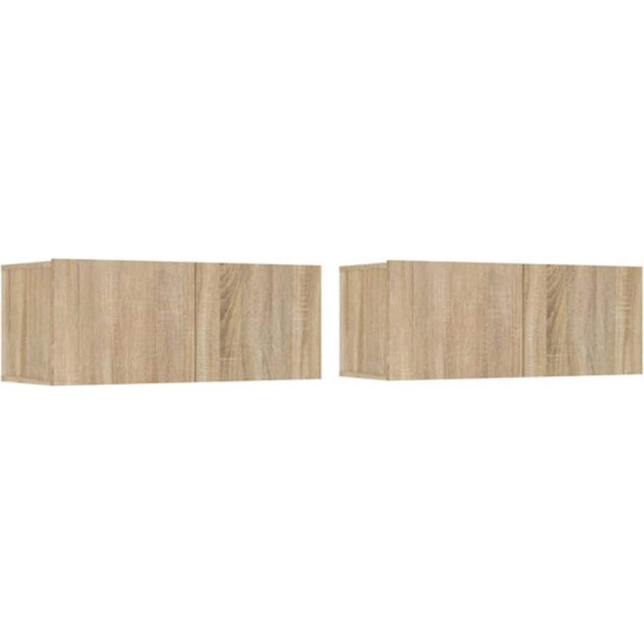 vidaXL - Tv-meubels - 2 - st - 80x30x30 - cm - bewerkt - hout - sonoma - eikenkleurig vidaXL - Tv-meubels - 2 - st - 80x30x30 - cm - bewerkt - hout - sonoma - eikenkleurig afbeelding 1