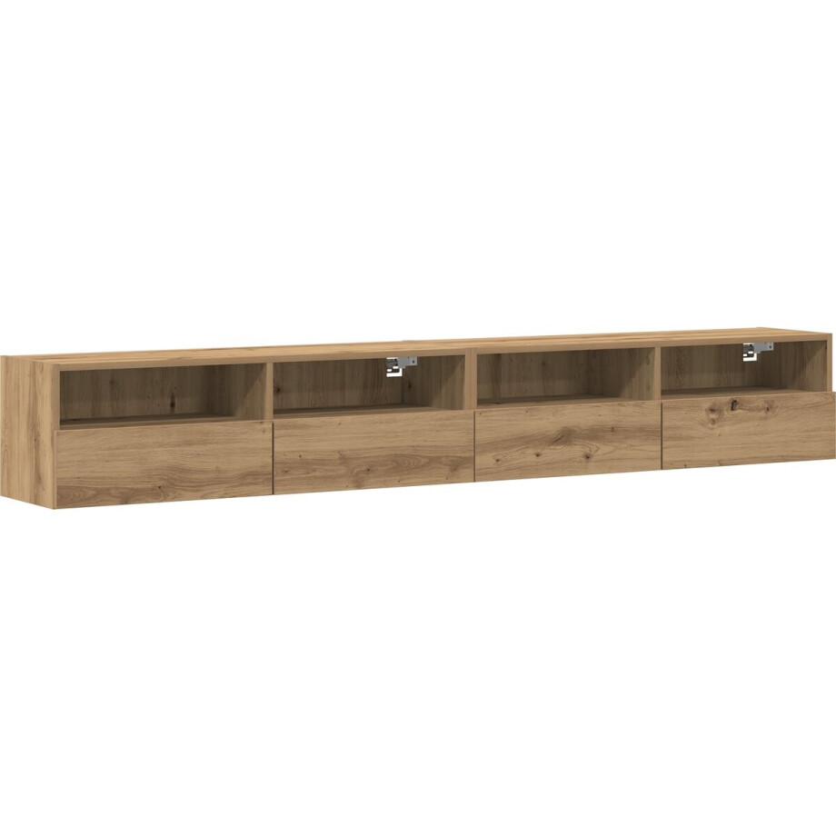 vidaXL - TV - Wandkast - 2 - st - artisanaal - eikenkleurig - Bewerkt - hout afbeelding 1