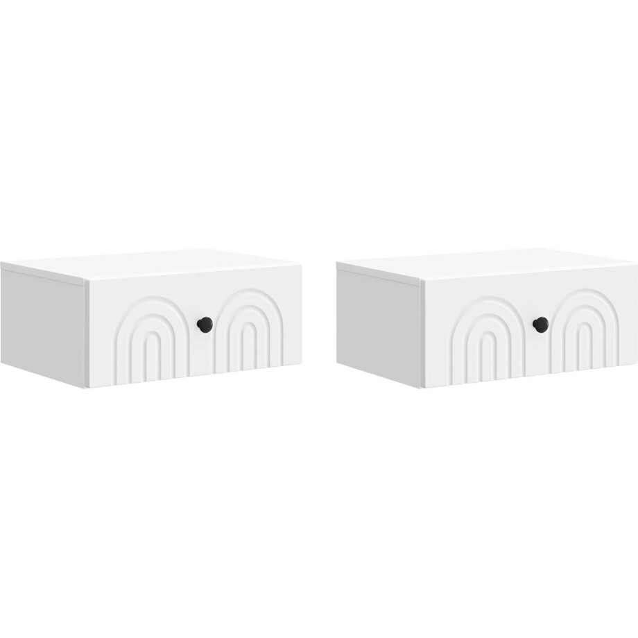 vidaXL - Muurbevestigde - Nachttafel - 2 - st - Wit - 49 - x - 34,5 - x - 20 - cm vidaXL - Muurbevestigde - Nachttafel - 2 - st - Wit - 49 - x - 34,5 - x - 20 - cm afbeelding 1