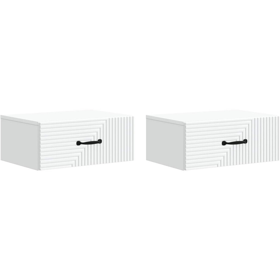 vidaXL - Muurbevestigde - Nachttafel - met - lade - 2 - pcs - Wit - 49 - x - 34,5 - x - 20 - cm vidaXL - Muurbevestigde - Nachttafel - met - lade - 2 - pcs - Wit - 49 - x - 34,5 - x - 20 - cm afbeelding 1