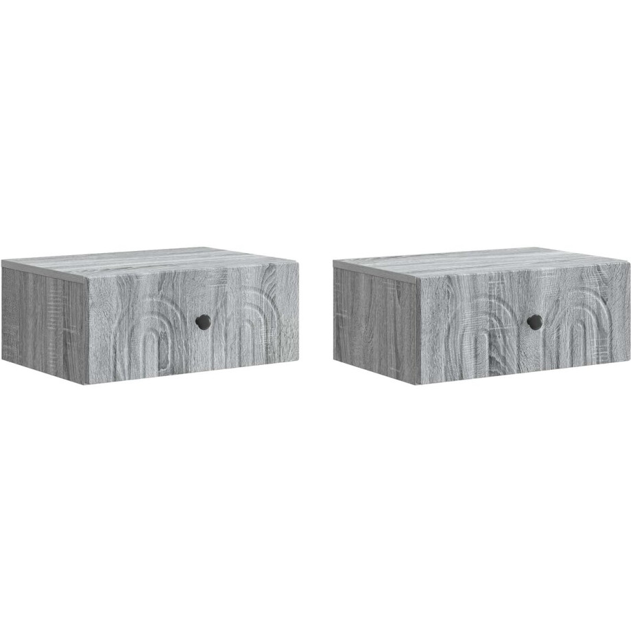 vidaXL - Muurbevestigde - Nachttafel - 2 - pcs - Grijs - sonoma - 49 - x - 34,5 - x - 20 - cm vidaXL - Muurbevestigde - Nachttafel - 2 - pcs - Grijs - sonoma - 49 - x - 34,5 - x - 20 - cm afbeelding 1