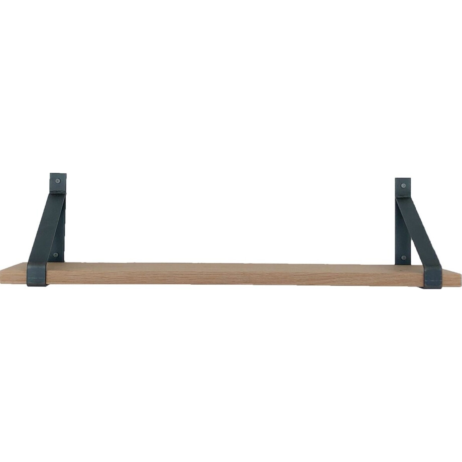 GoudmetHout - Massief eiken wandplank - 200 x 25 cm - Licht Eiken - Inclusief industriële plankdragers MAT BLANK - lange boekenplank GoudmetHout - Massief eiken wandplank - 200 x 25 cm - Licht Eiken - Inclusief industriële plankdragers MAT BLANK - lange boekenplank afbeelding 1