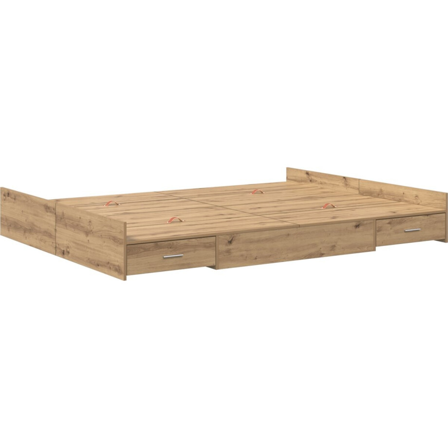 vidaXL - Opbergbedframe - met - lade - Artisan - Eiken - 160 - x - 200 - cm - Bewerkt - hout vidaXL - Opbergbedframe - met - lade - Artisan - Eiken - 160 - x - 200 - cm - Bewerkt - hout afbeelding 1