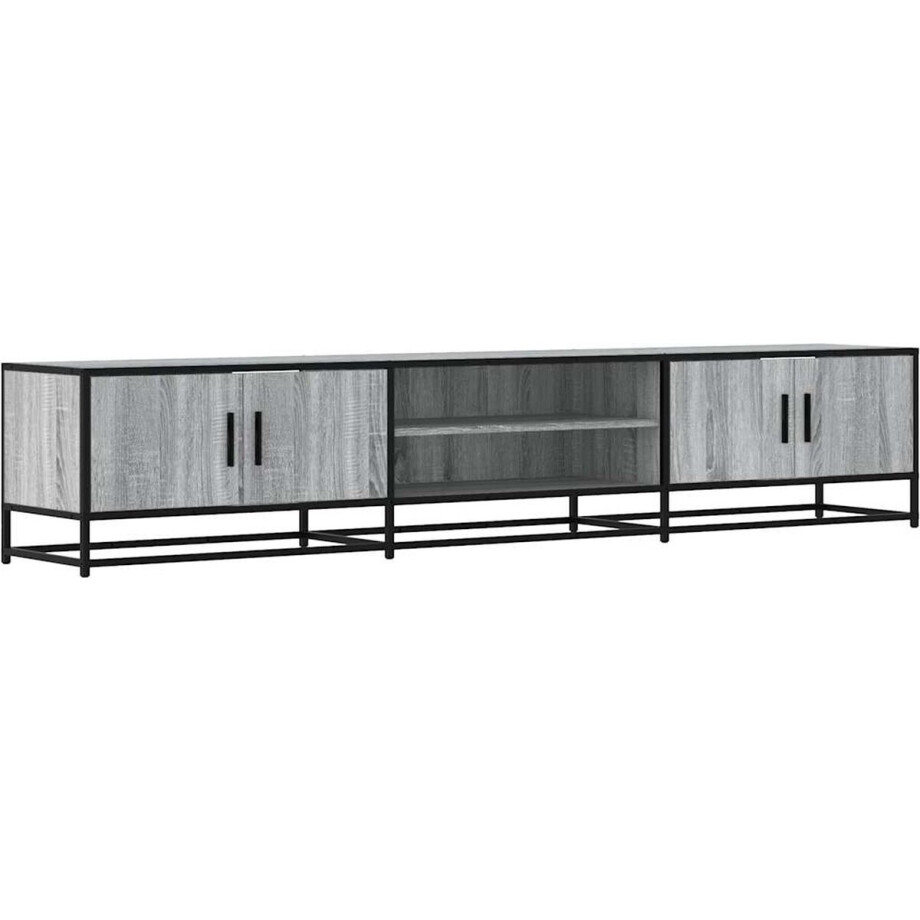 vidaXL - Tv-meubel - 210x35x41 - cm - bewerkt - hout - grijs - sonoma - eikenkleurig afbeelding 1