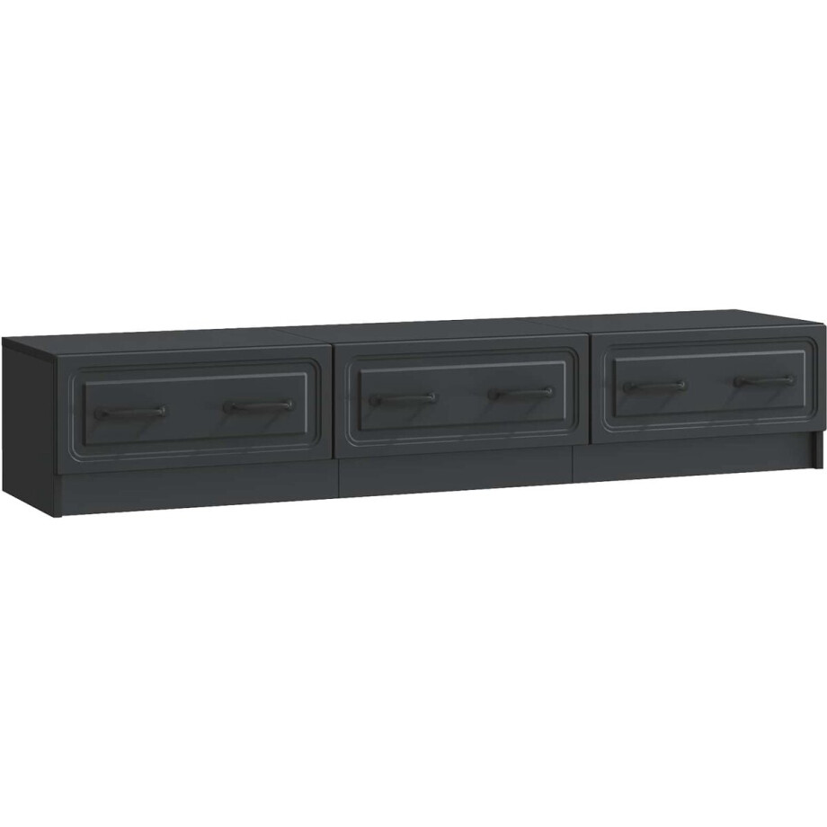 vidaXL - TV - Kast - met - lade - Zwart - 147 - x - 34,5 - x - 27 - cm - Bewerkt - hout afbeelding 1