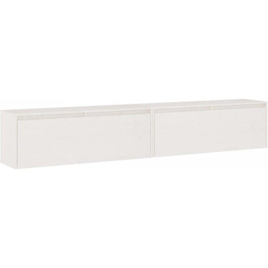 vidaXL - Wandkasten - 2 - st - 100x30x35 - cm - massief - grenenhout - wit vidaXL - Wandkasten - 2 - st - 100x30x35 - cm - massief - grenenhout - wit afbeelding 1