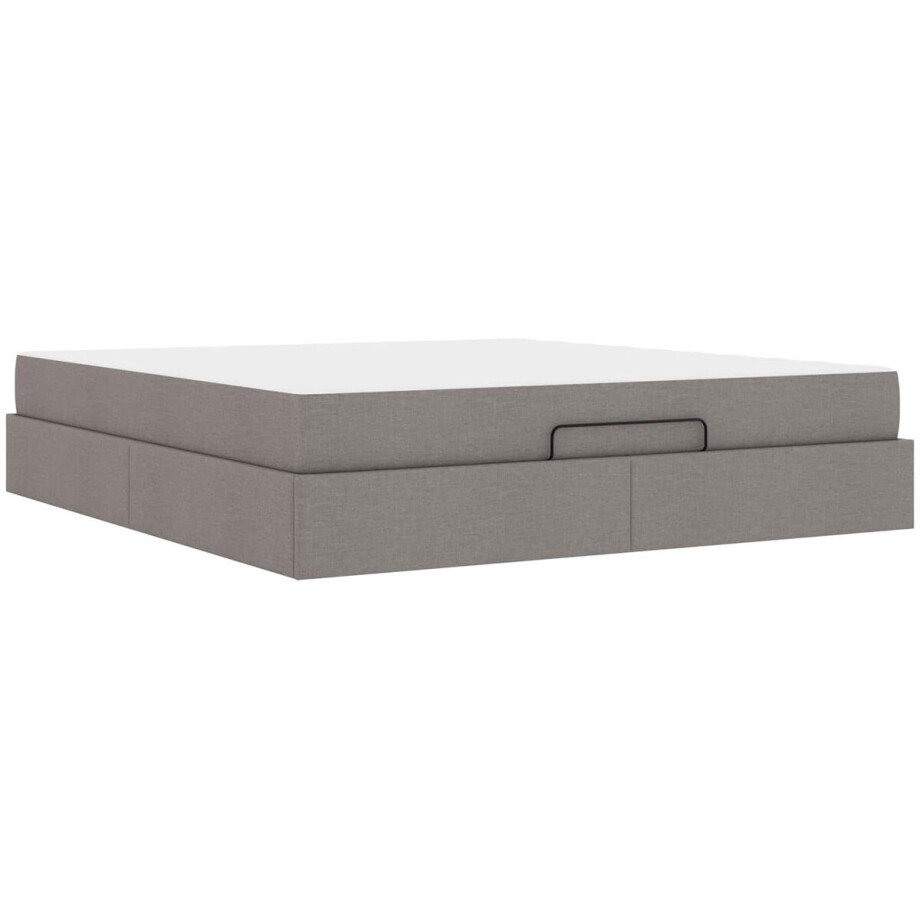 vidaXL - Bedframe - met - matras - 2 - pcs - Taupe - Stof afbeelding 1