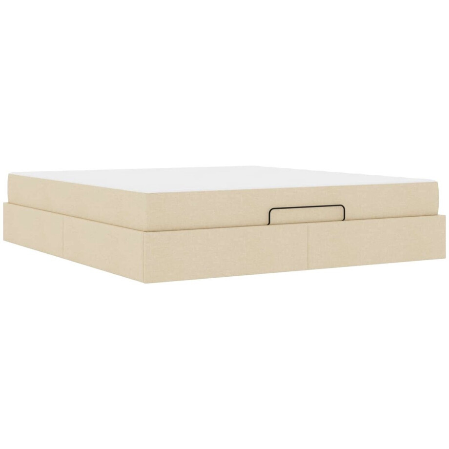 vidaXL - Bedframe - met - matras - 2 - pcs - Crème - Stof afbeelding 1