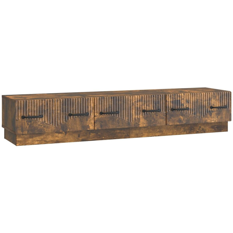 vidaXL - TV - Kast - met - lade - Gerookt - eiken - 147 - x - 34,5 - x - 27 - cm - Bewerkt - hout afbeelding 1