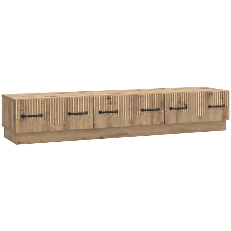 vidaXL - TV - Kast - Artisanaal - eiken - 147 - x - 34,5 - x - 27 - cm - Bewerkt - hout afbeelding 1
