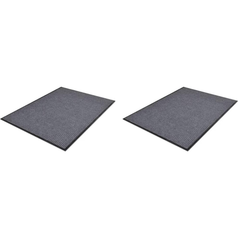 vidaXL - Deurmatten - 2 - st - 90x60 - cm - PVC - grijs afbeelding 1