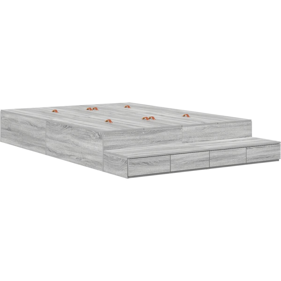 vidaXL - Opbergbedframe - met - lade - Grijs - Sonoma - 140 - cm - Bewerkt - hout vidaXL - Opbergbedframe - met - lade - Grijs - Sonoma - 140 - cm - Bewerkt - hout afbeelding 1