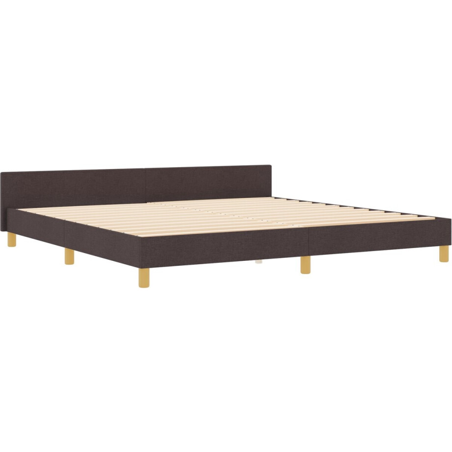 vidaXL - Bedframe - met - hoofdeinde - Donkerbruin - 200 - x - 200 - cm - Stof afbeelding 1