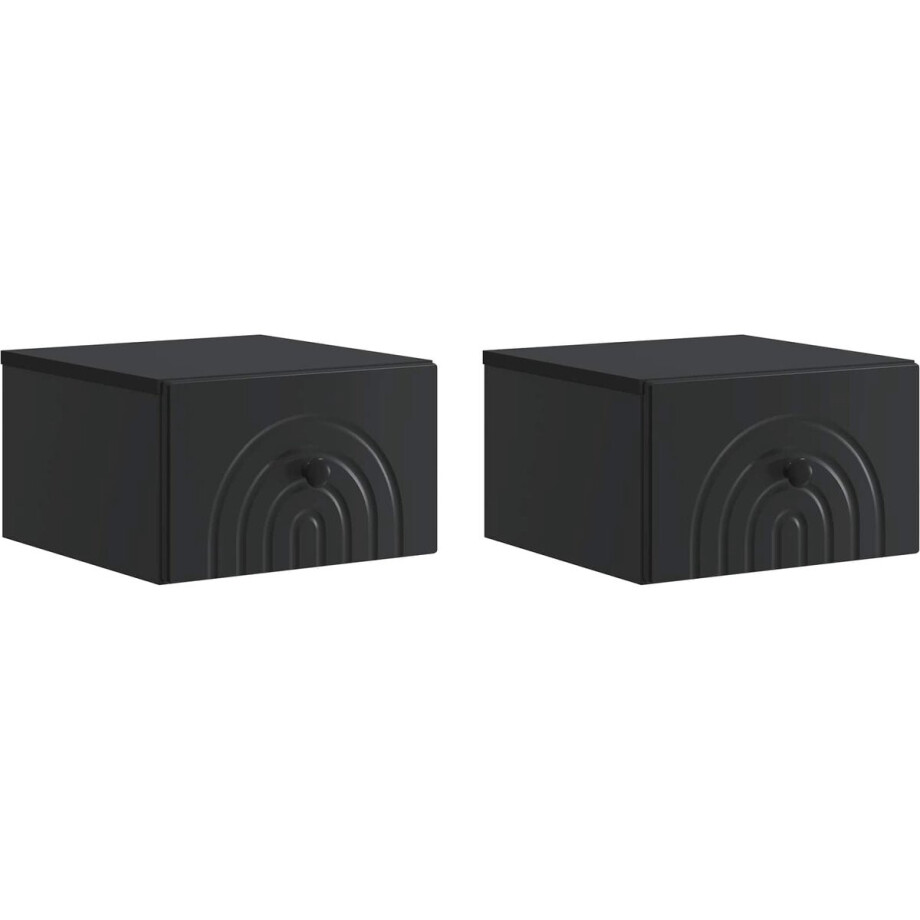 vidaXL - Muurbevestigde - Nachttafel - 2 - st - Zwart - 33 - x - 34,5 - x - 20 - cm vidaXL - Muurbevestigde - Nachttafel - 2 - st - Zwart - 33 - x - 34,5 - x - 20 - cm afbeelding 1