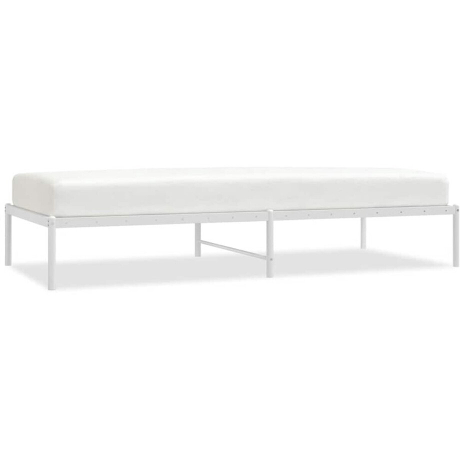 vidaXL - Bedframe - metaal - wit - 90x200 - cm afbeelding 1