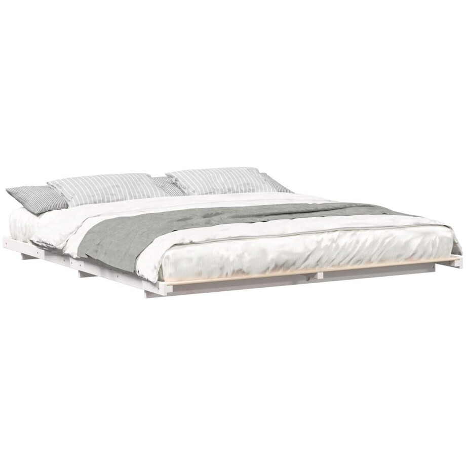 vidaXL - Bedframe - Wit - 180 - x - 200 - cm - Massief - grenenhout afbeelding 1