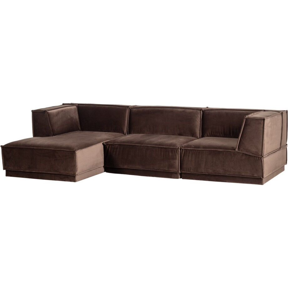 WOOOD Manu Chaise Longue Bank Links - Velvet - Bruin - 73x286x160 WOOOD Manu Chaise Longue Bank Links - Velvet - Bruin - 73x286x160 afbeelding 1