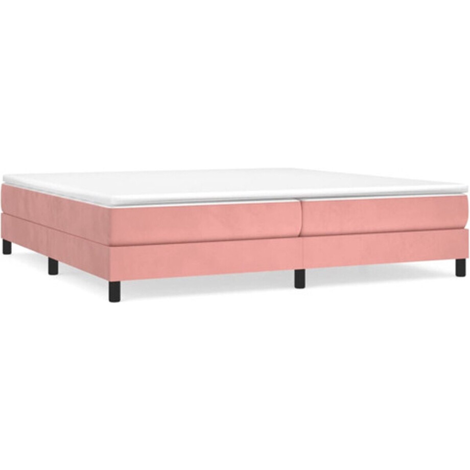vidaXL - Boxspring - bed - fluweel - roze - 200x200 - cm afbeelding 1