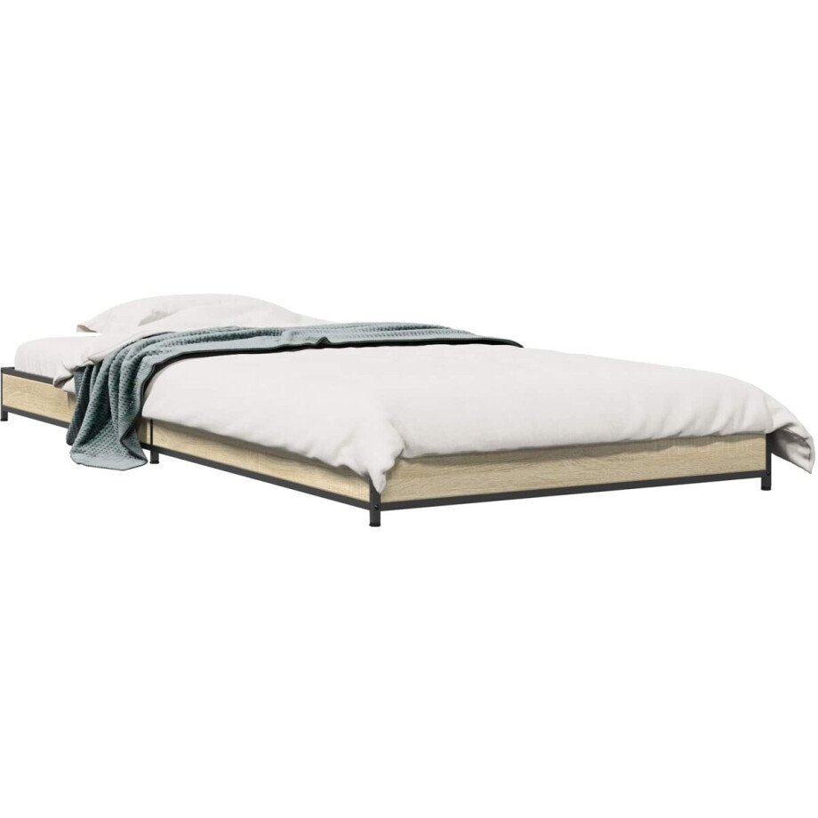 vidaXL - Bedframe - Sonoma - Eiken - 80 - x - 200 - cm - Bewerkt - hout afbeelding 1