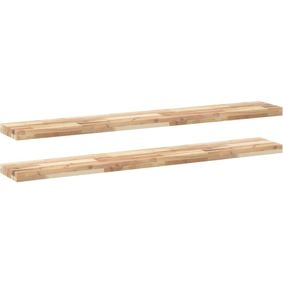 vidaXL Wandschappen - 2 stuks - 120x20x4 cm - Acaciahout Zwevende Wandplanken - Wandplanken - Acaciahout - Woonaccessoires - Opbergruimte afbeelding 1