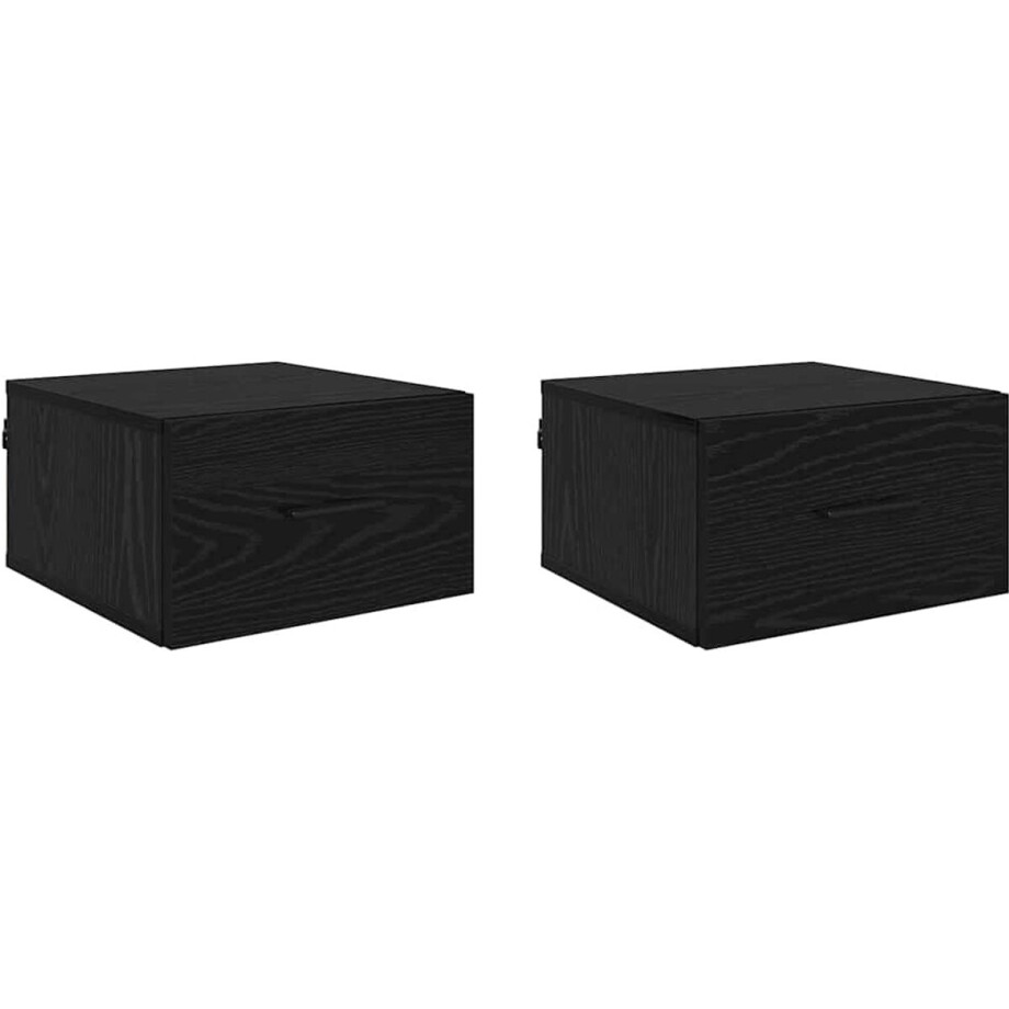 vidaXL - Nachtkastje - 2 - pcs - Zwart - eiken - 35 - x - 35 - x - 20 - cm - Bewerkt - hout afbeelding 1