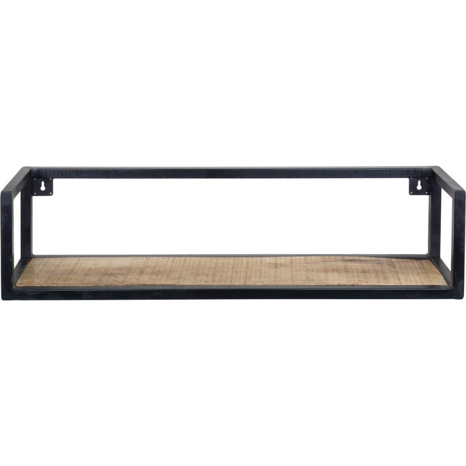 Wandplank Vintage 81 cm - Industriële Wandplank van Mangohout met Stalen Frame Wandplank Vintage 81 cm - Industriële Wandplank van Mangohout met Stalen Frame afbeelding 1