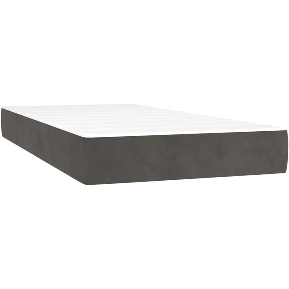 vidaXL - Pocketveringmatras - medium - twin - 100x190x20 - cm - fluweel - donkergrijs vidaXL - Pocketveringmatras - medium - twin - 100x190x20 - cm - fluweel - donkergrijs afbeelding 1