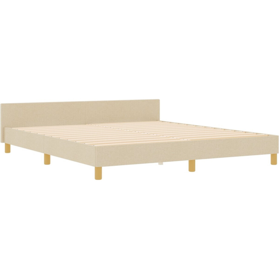 vidaXL - Bedframe - met - hoofdeinde - Crème - 180 - x - 200 - cm - Stof vidaXL - Bedframe - met - hoofdeinde - Crème - 180 - x - 200 - cm - Stof afbeelding 1