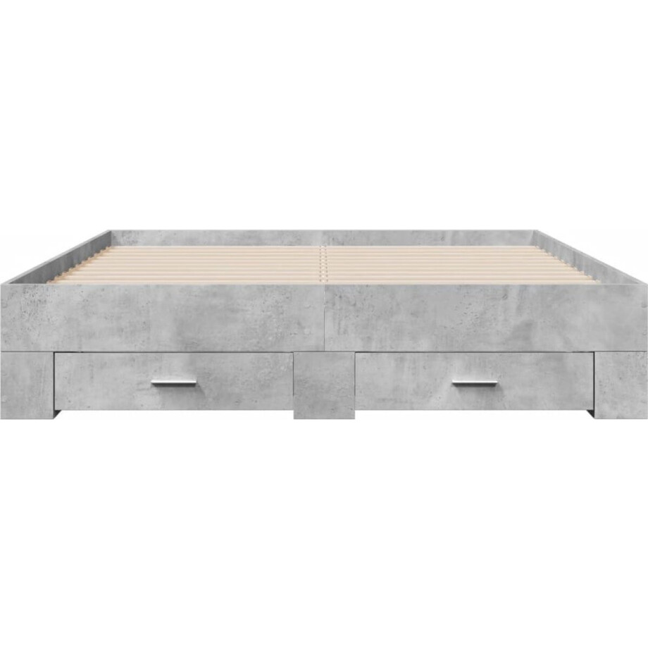 vidaXL - Bedframe - met - lades - bewerkt - hout - betongrijs - 160x200 - cm afbeelding 1