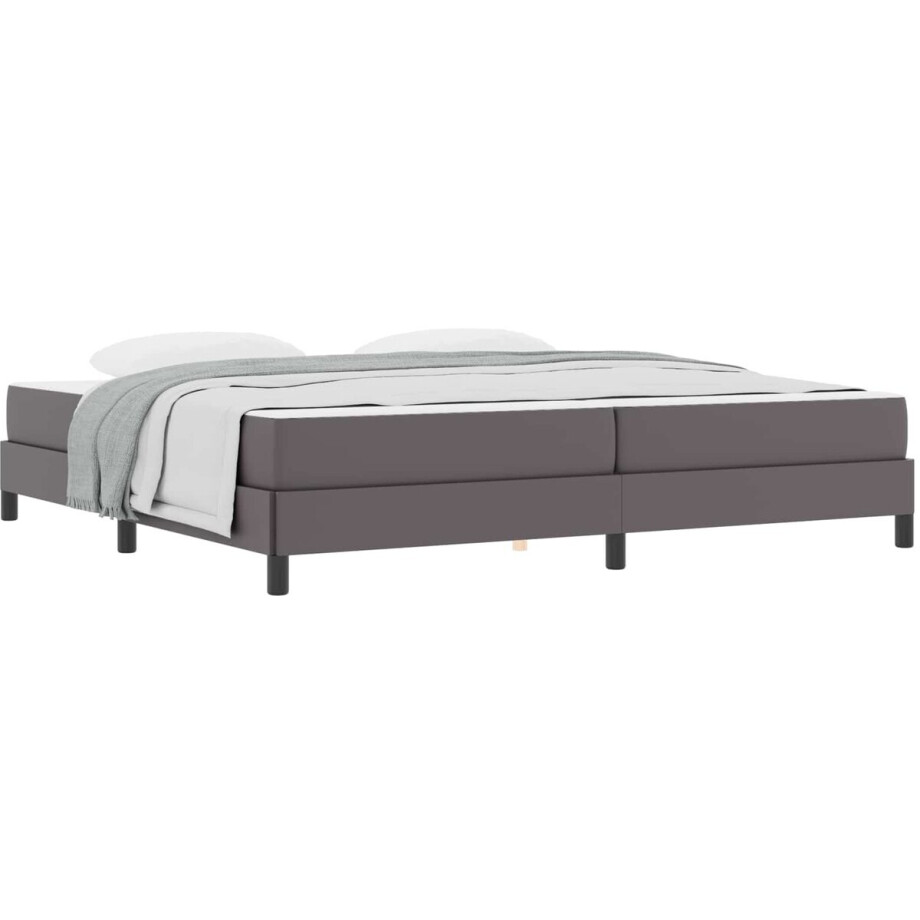 vidaXL - Bedframe - met - matras - Grijs - 200 - x - 200 - cm - Stof afbeelding 1