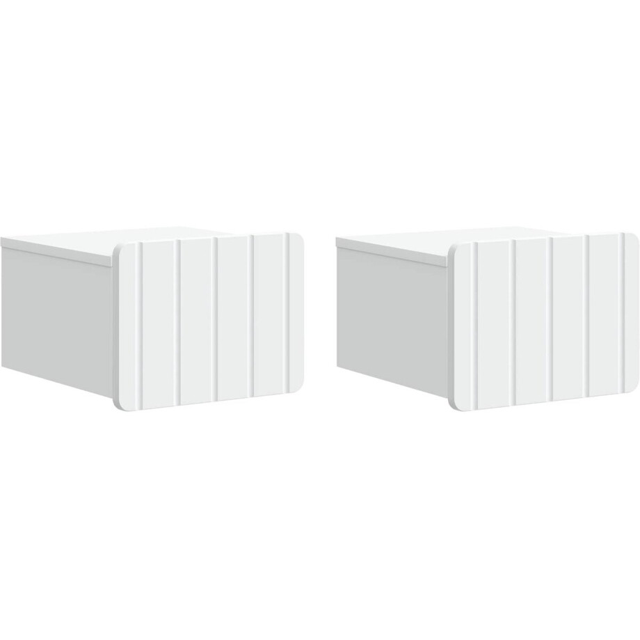vidaXL - Muurbevestigde - Nachttafel - 2 - st - Wit - 33 - x - 34,5 - x - 24 - cm afbeelding 1