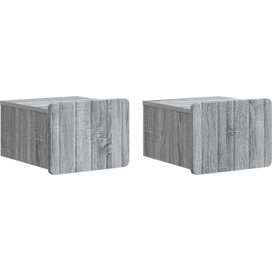 vidaXL - Muurbevestigde - Nachttafel - 2 - pcs - Grijs - sonoma - 33 - x - 34,5 - x - 24 - cm vidaXL - Muurbevestigde - Nachttafel - 2 - pcs - Grijs - sonoma - 33 - x - 34,5 - x - 24 - cm afbeelding 1