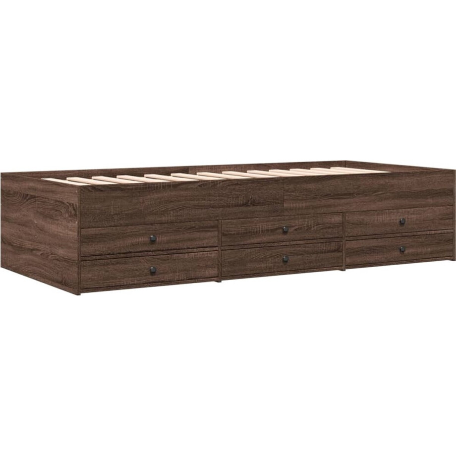 vidaXL - Slaapbank - met - lades - zonder - matras - 100x200 - cm - bruin - eikenkleurig afbeelding 1