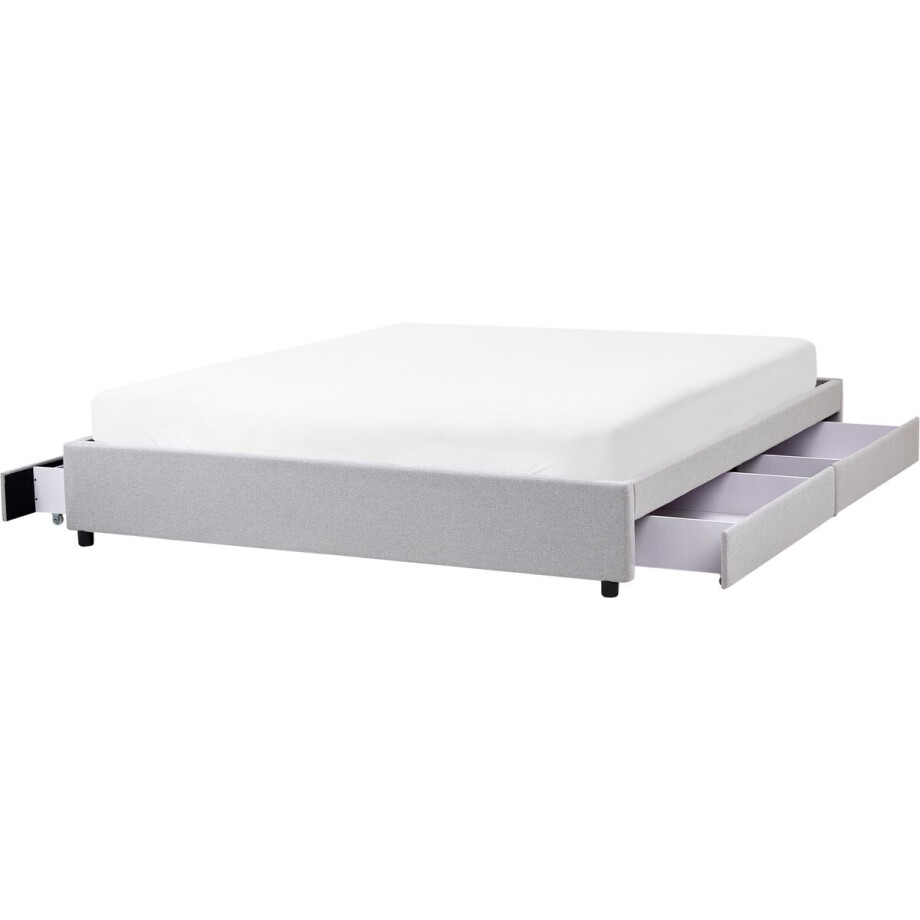 BELIANI PRADES - Bed met opbergruimte - Lichtgrijs - 180 x 200 cm - Polyester afbeelding 1