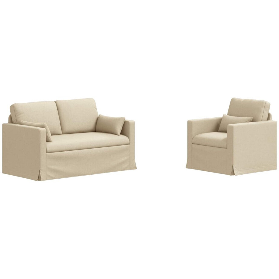 vidaXL - Bankstel - 2 - pcs - Crème - 139 - x - 78 - x - 80 - cm - Stof vidaXL - Bankstel - 2 - pcs - Crème - 139 - x - 78 - x - 80 - cm - Stof afbeelding 1