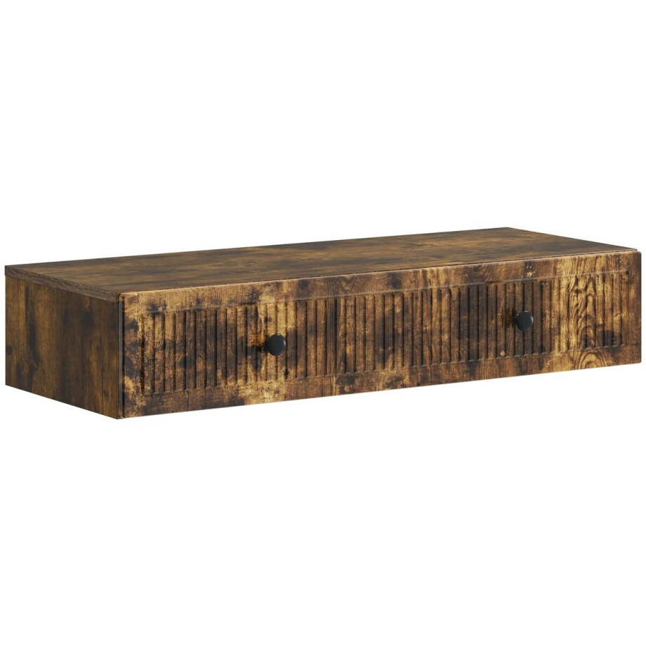 vidaXL - Wandgemonteerde - Zijtafel - Gerookt - eiken - 87,5 - x - 34,5 - x - 17 - cm afbeelding 1