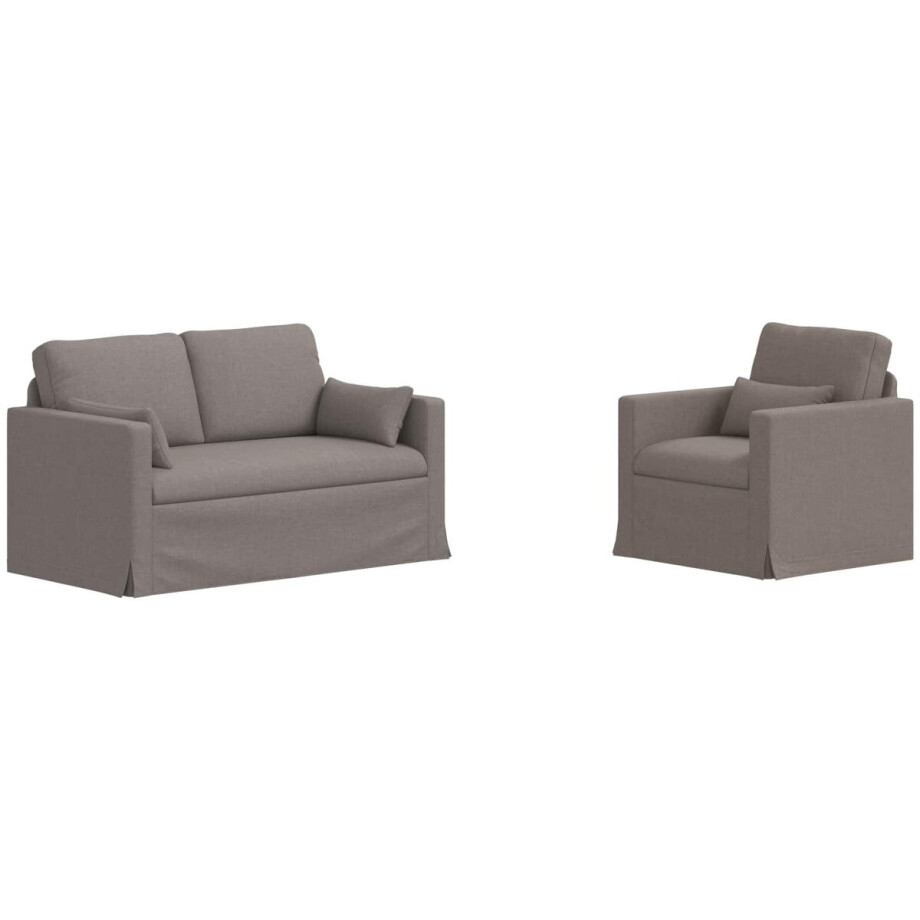 vidaXL - Bankstel - 2 - pcs - Taupe - 139 - x - 78 - x - 80 - cm - Stof vidaXL - Bankstel - 2 - pcs - Taupe - 139 - x - 78 - x - 80 - cm - Stof afbeelding 1
