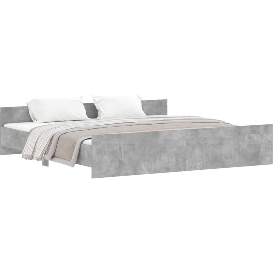 vidaXL - Bedframe - met - hoofd- - en - voeteneinde - betongrijs - 180x200 - cm afbeelding 1