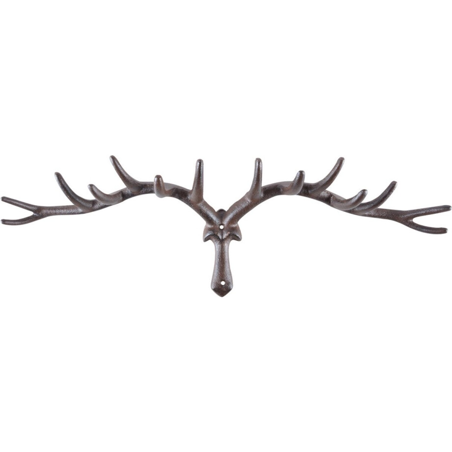 Hertengewei Wanddecoratie - met haken - 63 cm - gietijzer - landelijke kapstok gewei van het of eland afbeelding 1