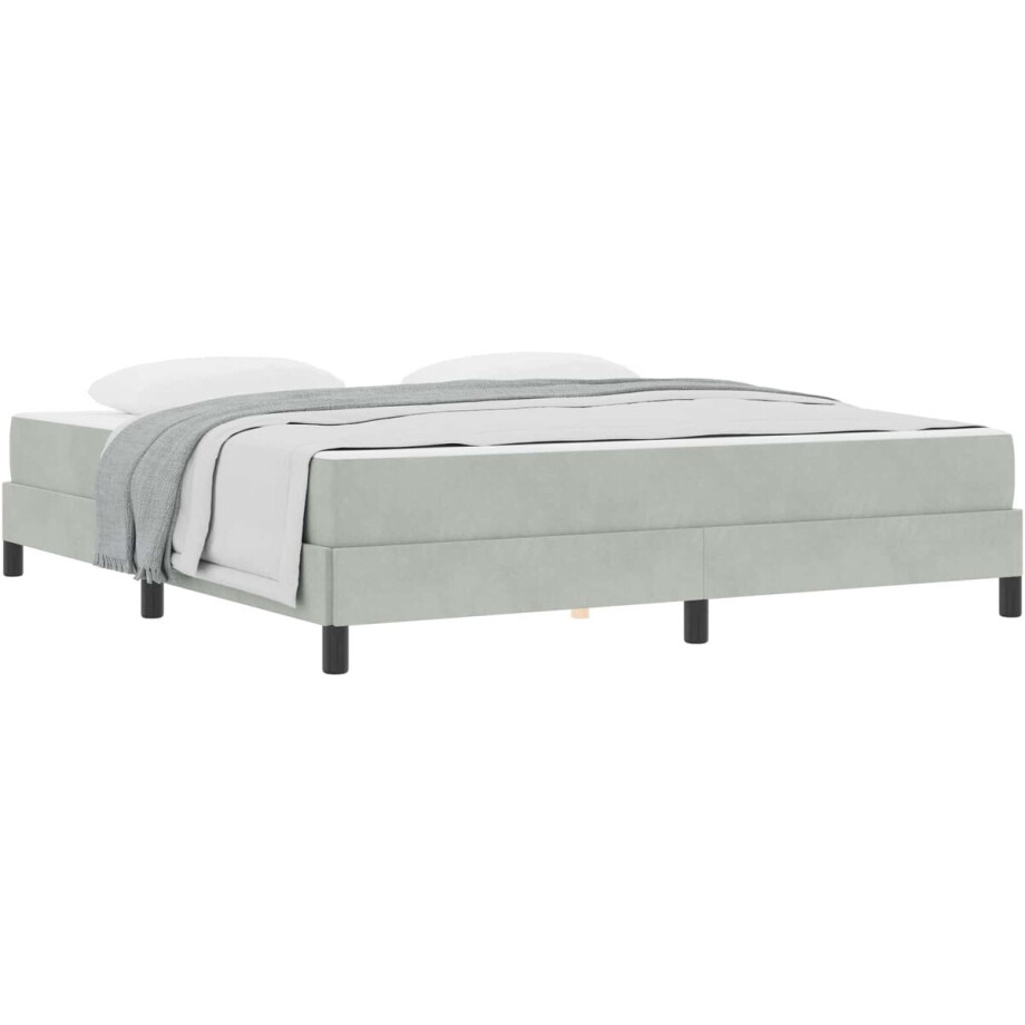 vidaXL - Boxspring - bed - met - matras - Lichtgrijs - 180 - x - 200 - cm - Stof afbeelding 1